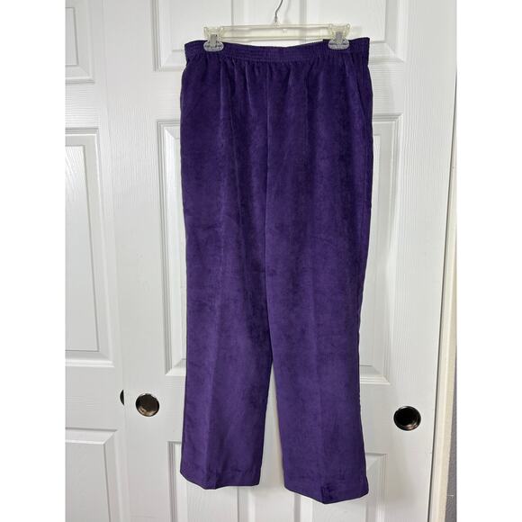 Alfred Dunner Classic Fit Pant Corduroy Purple Elastic Waist Size 10P NWT - Picture 1 of 10